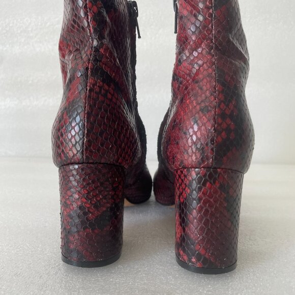 Y2K Burgundy Python Print Ankle Boots SZ 36.5 - Picture 6 of 7